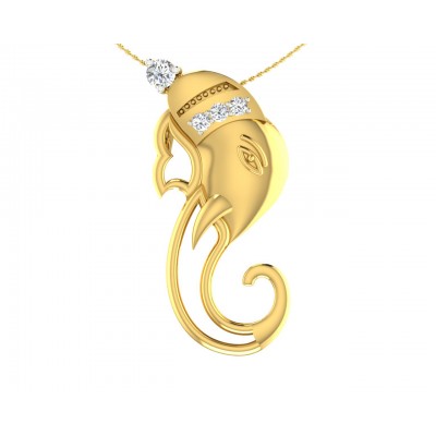 Divine Ganpati Pendant in gold with diamonds